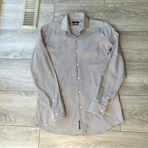 Hugo Boss Pure Cotton Jacquard Pattern Slim Fit Shirt - Picture 3 of 15